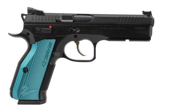 CZ Shadow 2 9mm pistol features blue anodized grips